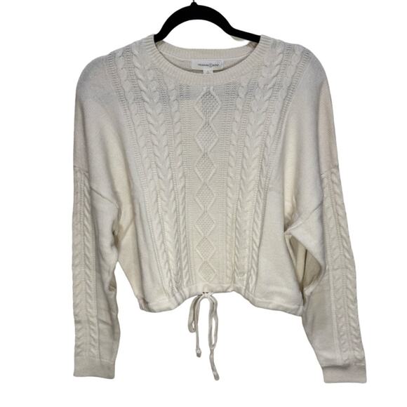 Treasure & Bond Tie Hem Cable Stitch Sweater - Ivory Dove Size L - Picture 2 of 5